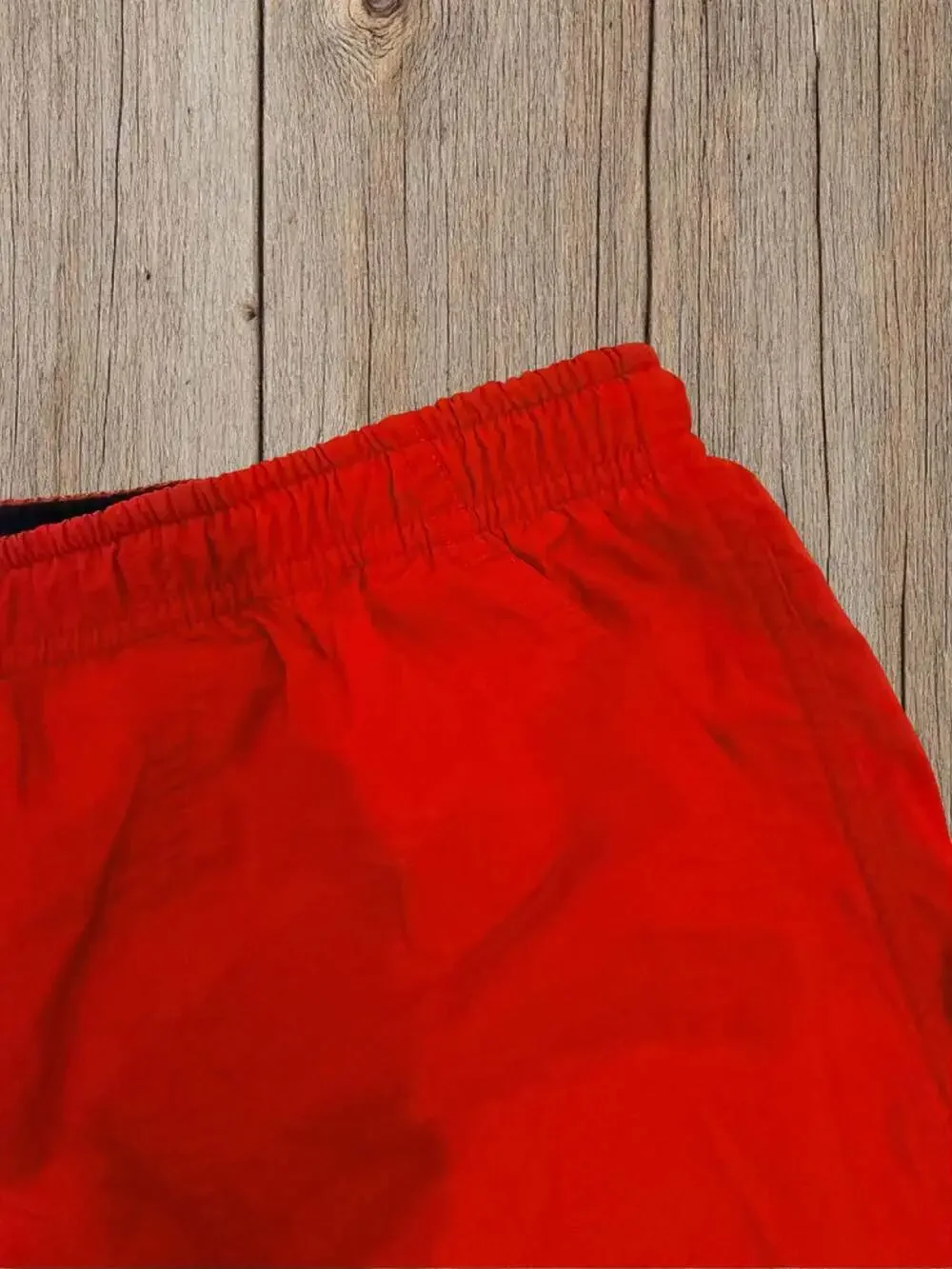 Vintage Speedo Men's Red Swim Trunks with Mesh Lining and Elastic Waistband